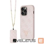 Tagakaaned Guess  Guess GUHCP14LP4TDSCPP case for iPhone 14 Pro - pink Crossbody 4G Metal Logo 
