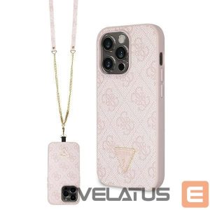 Tagakaaned Guess  Guess GUHCP14LP4TDSCPP case for iPhone 14 Pro - pink Crossbody 4G Metal Logo 
