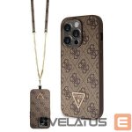 Tagakaaned Guess  Guess GUHCP14LP4TDSCPW case for iPhone 14 Pro - brown Crossbody 4G Metal Logo 