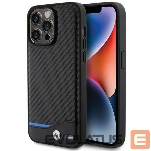 Tagakaaned BMW  BMW Leather Carbon case for iPhone 15 Pro Max - black 