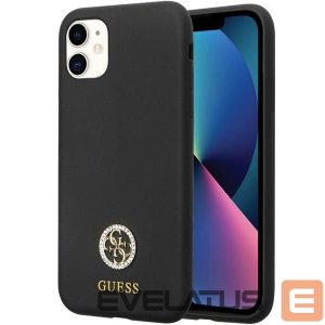 Tagakaaned Guess  Guess GUHCN614DGPK Case for iPhone 11 / Xr - Black Silicone Logo Strass 4G 