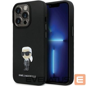 Tagakaaned Karl Lagerfeld  Karl Lagerfeld KLHCP14LSMHKNPK case for iPhone 14 Pro - black Silicone Ikonik Metal Pin 