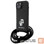 Tagakaaned Karl Lagerfeld  Karl Lagerfeld Crossbody Saffiano Metal Pin Karl & Choupette case for iPhone 15 Plus - black 