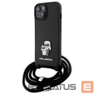 Tagakaaned Karl Lagerfeld  Karl Lagerfeld Crossbody Saffiano Metal Pin Karl & Choupette case for iPhone 15 Plus - black 