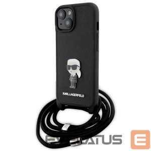 Tagakaaned Karl Lagerfeld  Karl Lagerfeld Crossbody Saffiano Monogram Metal Pin Karl & Choupette Case for iPhone 15 - Black 