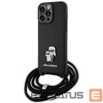 Tagakaaned Karl Lagerfeld  Karl Lagerfeld Crossbody Saffiano Metal Pin Karl & Choupette Case for iPhone 15 Pro Max - Black 