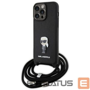 Tagakaaned Karl Lagerfeld  Karl Lagerfeld Crossbody Saffiano Monogram Metal Pin Karl & Choupette Case for iPhone 15 Pro Max - Black 