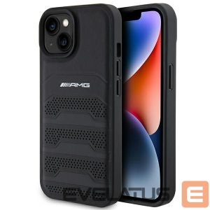Tagakaaned Mercedes-Benz  AMG Leather Debossed Lines case for iPhone 15 Plus - black 