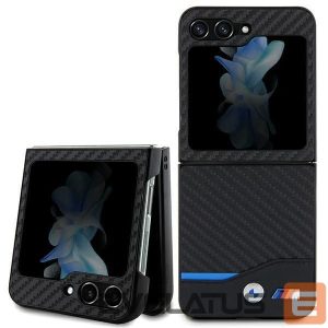 Tagakaaned BMW  BMW Leather Carbon case for Samsung Galaxy Z Flip 5 - black 