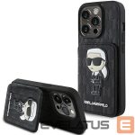 Tagakaaned Karl Lagerfeld  Karl Lagerfeld Saffiano Cardslots and Stand Monogram Ikonik Patch case for iPhone 15 Pro - black 