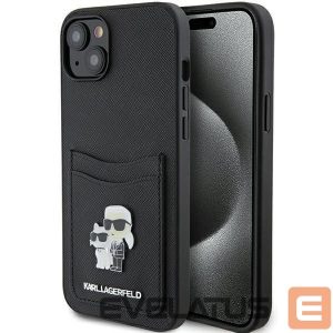 Tagakaaned Karl Lagerfeld  Karl Lagerfeld Saffiano Cardslot Karl&Choupette Metal Pin case for iPhone 15 - black 