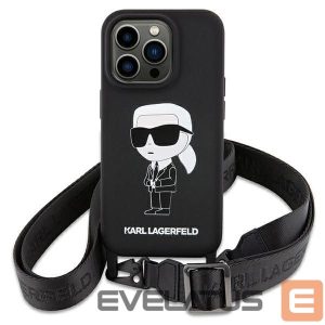 Tagakaaned Karl Lagerfeld  Karl Lagerfeld KLHCP15SSCBSKNK iPhone 15 6.1" hardcase black/black Crossbody Silicone Ikonik 
