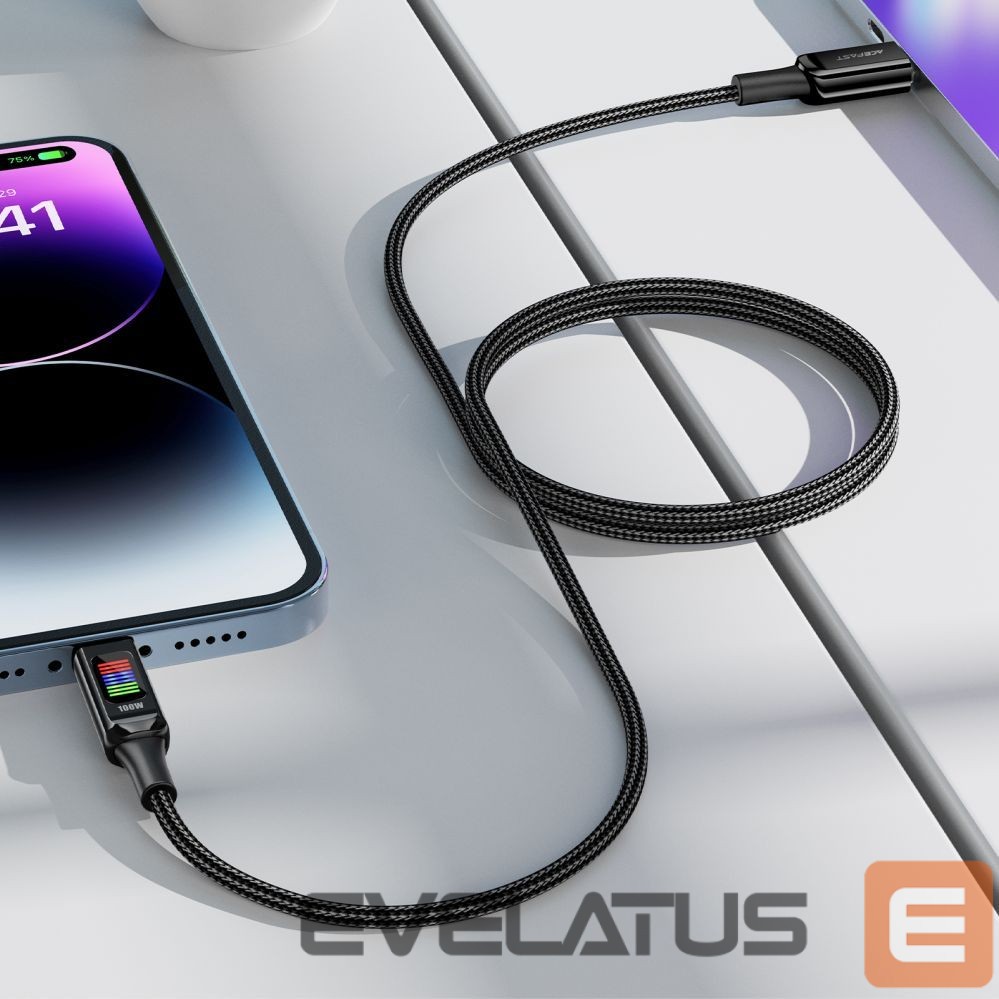 Kaabel Acefast Acefast C7-03 USB-C USB-C 100W 1.2m cable with display - black
