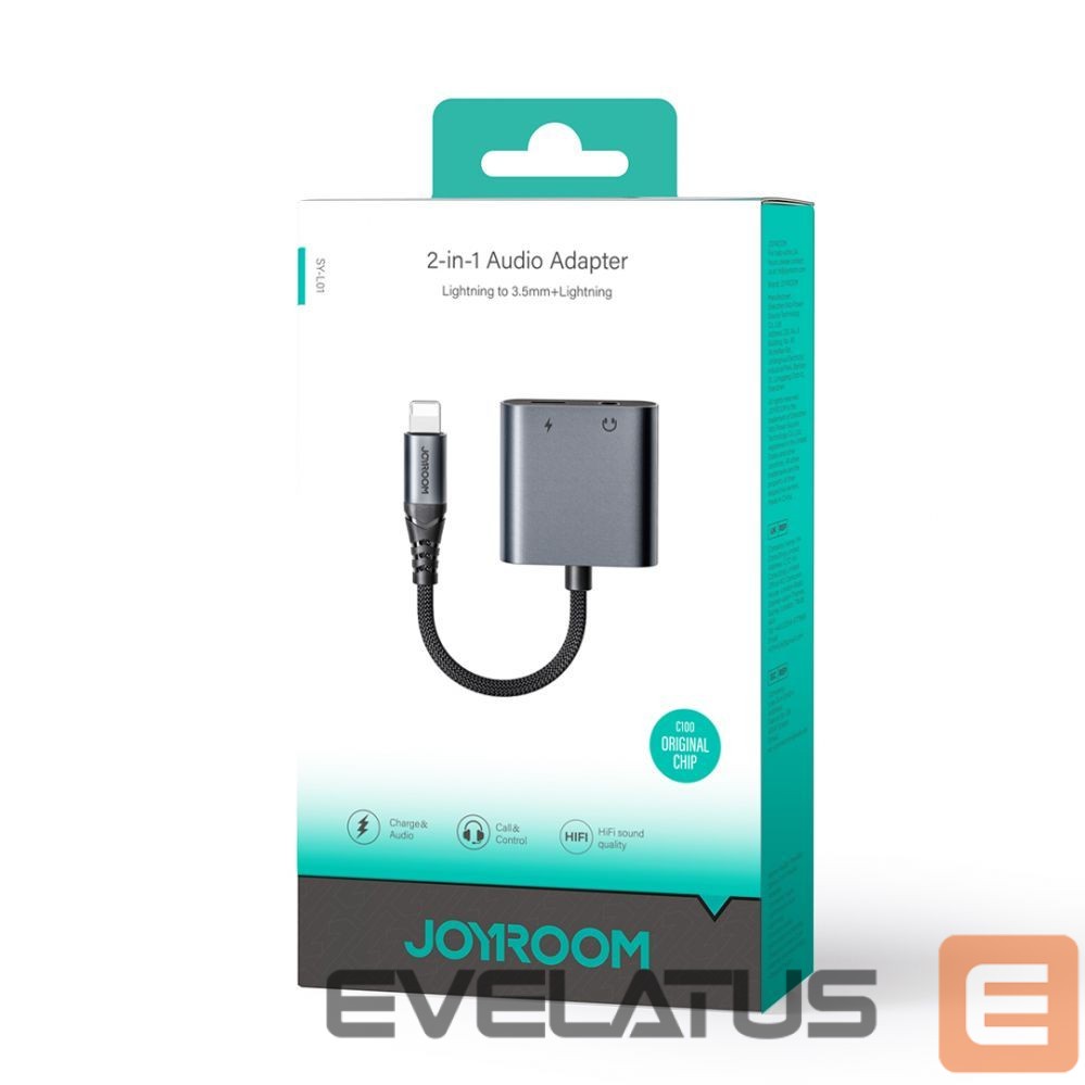 Adaptrid Joyroom Joyroom SY-L01 Lightning to Lightning / 3.5 mm mini jack DAC adapter 2in1 - black