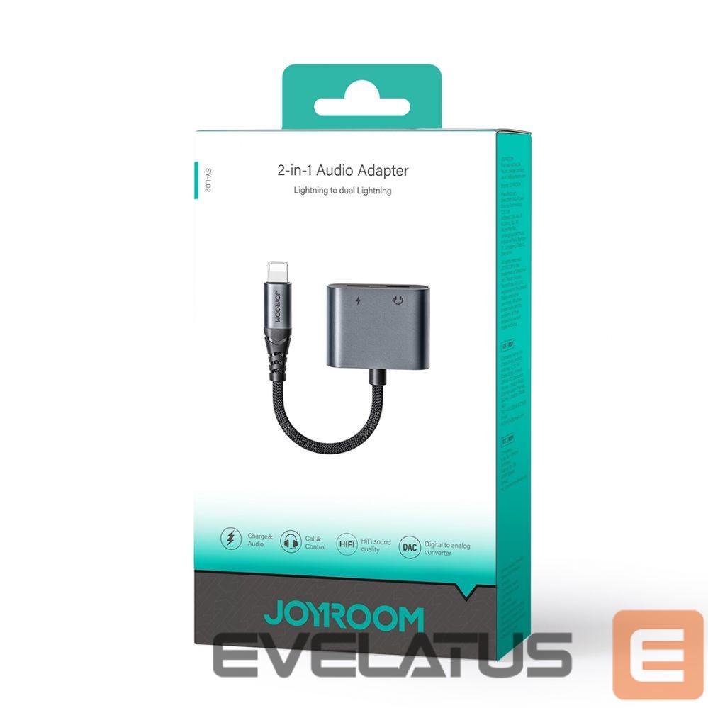 Adaptrid Joyroom Joyroom SY-L02 Lightning to 2x Lightning DAC adapter 2in1 - black