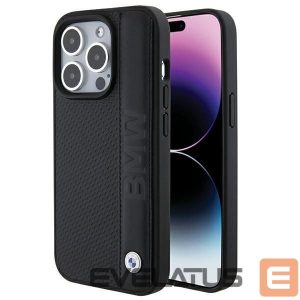 Tagakaaned BMW  BMW Leather Textured & Stripe case for iPhone 15 Pro - black 