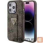 Tagakaaned Guess  Guess Grip Stand 4G Triangle Strass case for iPhone 15 Pro - brown 