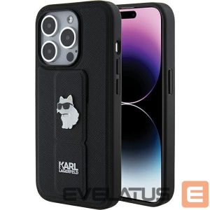 Tagakaaned Karl Lagerfeld  Karl Lagerfeld Gripstand Saffiano Choupette Pins case for iPhone 15 Pro - black 