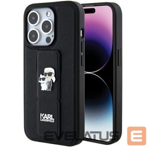 Tagakaaned Karl Lagerfeld  Karl Lagerfeld Gripstand Saffiano Karl&Choupette Pins case for iPhone 15 Pro Max - black 