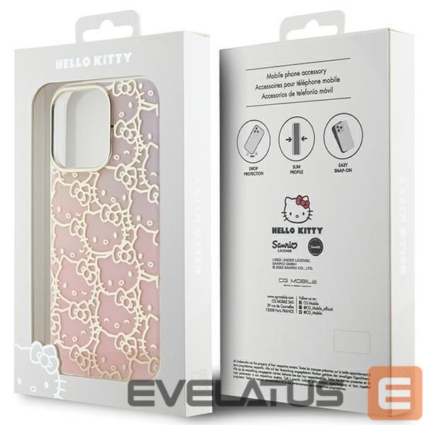 Tagakaaned Hello Kitty Hello Kitty IML Gradient Electrop Crowded Kitty Head Case for iPhone 14 Pro - Pink