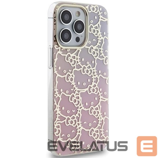 Tagakaaned Hello Kitty Hello Kitty IML Gradient Electrop Crowded Kitty Head Case for iPhone 15 Pro - Pink