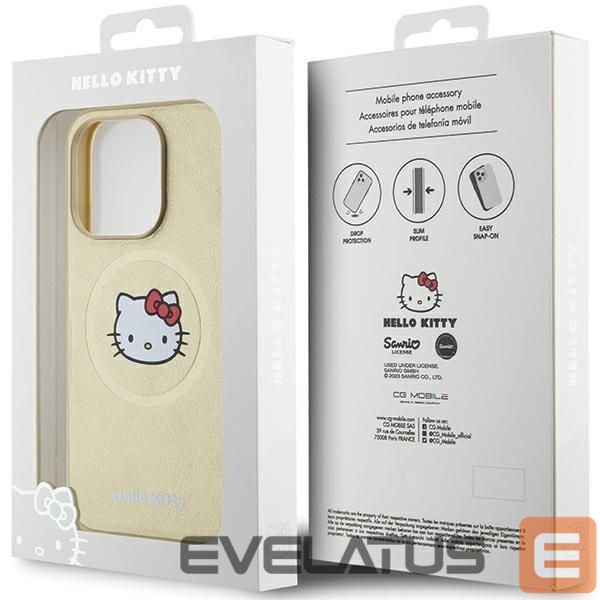 Tagakaaned Hello Kitty Hello Kitty Leather Kitty Head MagSafe case for iPhone 15 Pro - gold