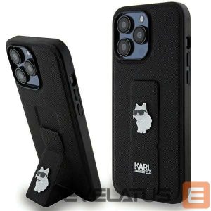 Tagakaaned Karl Lagerfeld  Karl Lagerfeld Gripstand Saffiano Choupette Pins Case for iPhone 13 Pro / 13 - Black 