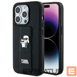 Tagakaaned Karl Lagerfeld  Karl Lagerfeld Gripstand Saffiano Karl&Choupette Pins case for iPhone 14 Pro - black 