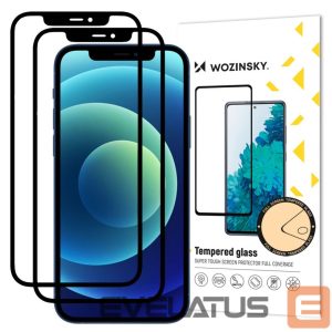 Kaitseklaasid Wozinsky  Wozinsky 2x Tempered Glass Full Glue Super Tough Screen Protector Full Coveraged with Frame Case Friendly for iPhone 12 Pro / iPhone 12 black 