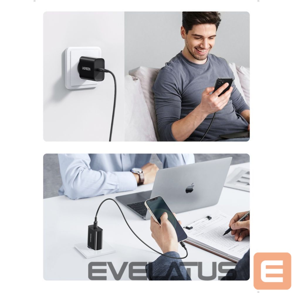 Adaptrid Ugreen USB wall charger Type C 20W Power Delivery black (10191) Black