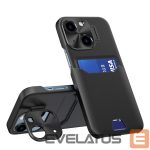 Tagakaaned Hurtel - Leather Stand Case case for iPhone 14 Plus cover card wallet with stand black 