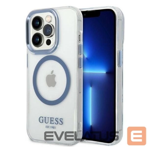 Tagakaaned Guess Guess Metal Outline MagSafe case for iPhone 14 Pro - blue