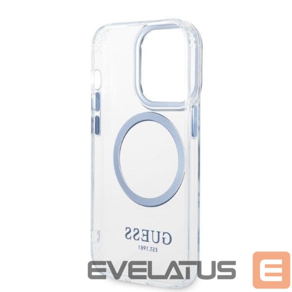 Tagakaaned Guess Guess Metal Outline MagSafe case for iPhone 14 Pro - blue