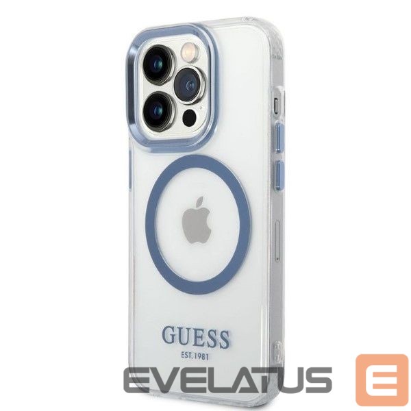 Tagakaaned Guess Guess Metal Outline MagSafe case for iPhone 14 Pro - blue