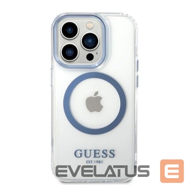Tagakaaned Guess Guess Metal Outline MagSafe case for iPhone 14 Pro - blue