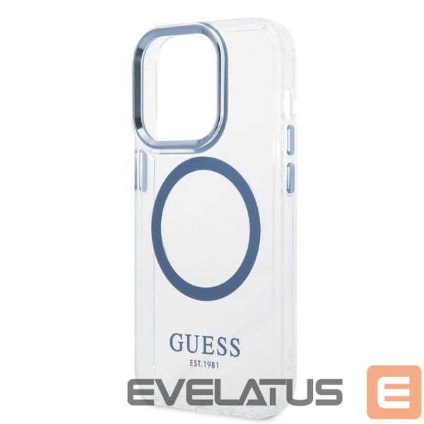 Tagakaaned Guess Guess Metal Outline MagSafe case for iPhone 14 Pro - blue