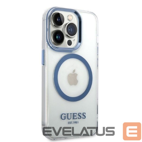 Tagakaaned Guess Guess Metal Outline MagSafe case for iPhone 14 Pro - blue