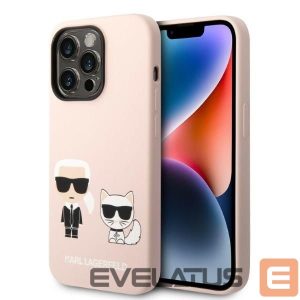 Tagakaaned Karl Lagerfeld  Karl Lagerfeld KLHMP14XSSKCI iPhone 14 Pro Max 6.7" hardcase light pink/light pink Silicone Karl & Choupette Magsafe 