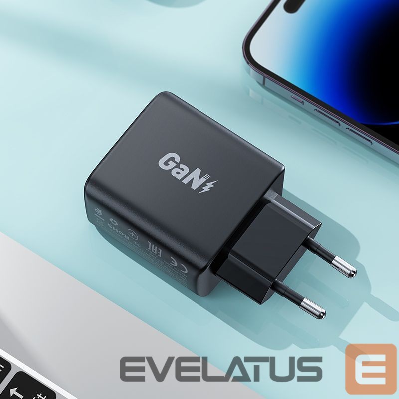 Adaptrid Acefast Fast charger GaN 35W PD 2x USB C Acefast A49 - black