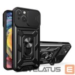 Tagakaaned Hurtel - Hybrid Armor Camshield case for Huawei nova Y90 armored case with camera cover black 