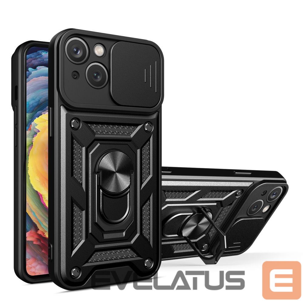 Tagakaaned Hurtel Hybrid Armor Camshield case for Realme 10 Pro armored case with camera cover black