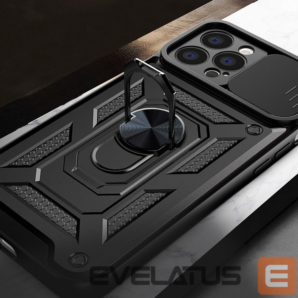 Tagakaaned Hurtel Hybrid Armor Camshield case for Realme 10 Pro armored case with camera cover black