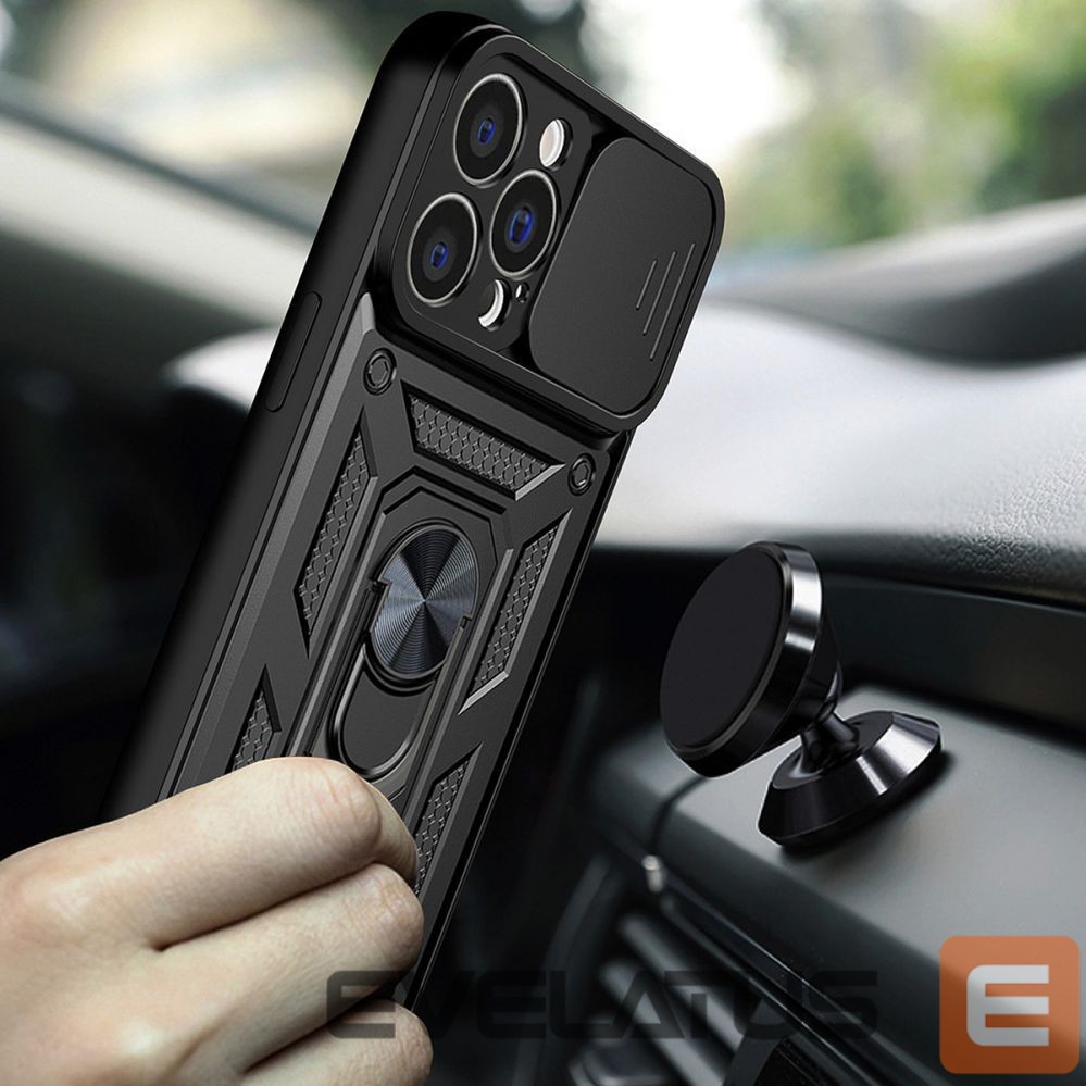 Tagakaaned Hurtel Hybrid Armor Camshield case for Realme 10 Pro armored case with camera cover black