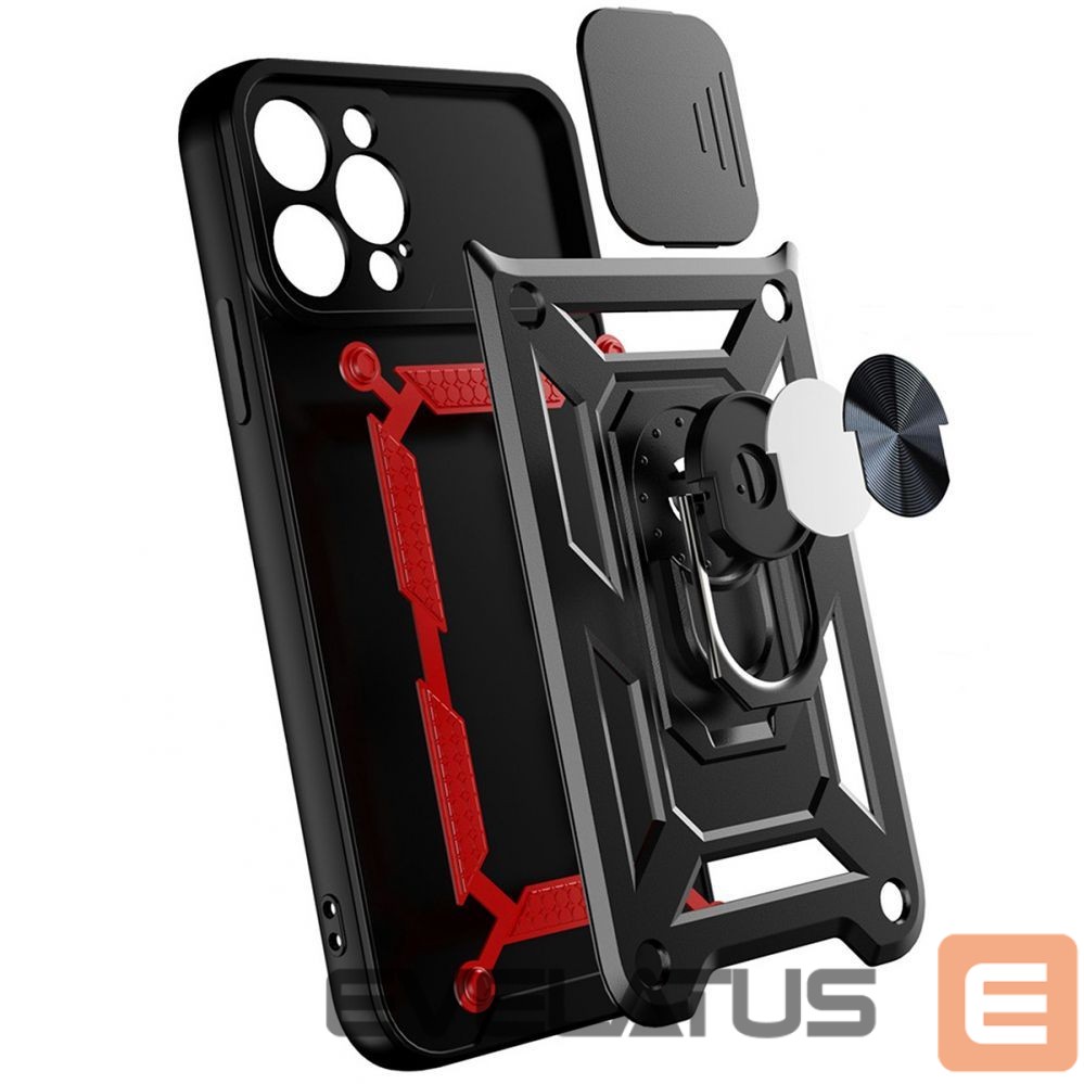 Tagakaaned Hurtel Hybrid Armor Camshield case for Realme 10 Pro armored case with camera cover black