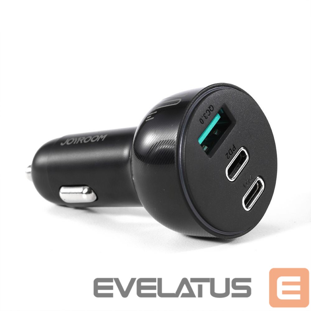 Adaptrid Joyroom Joyroom 70W car charger with 3 ports: USB, 2 x USB C black (JR-CL26)
