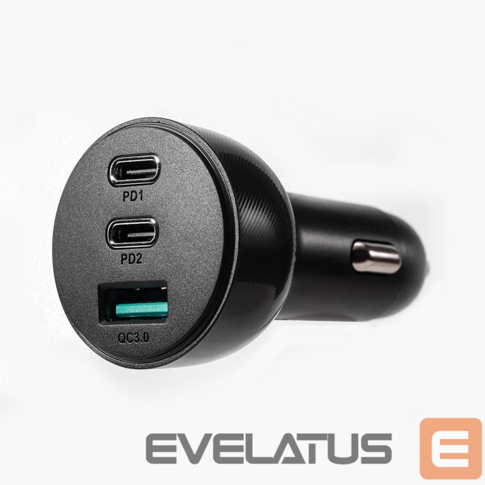 Adaptrid Joyroom Joyroom 70W car charger with 3 ports: USB, 2 x USB C black (JR-CL26)