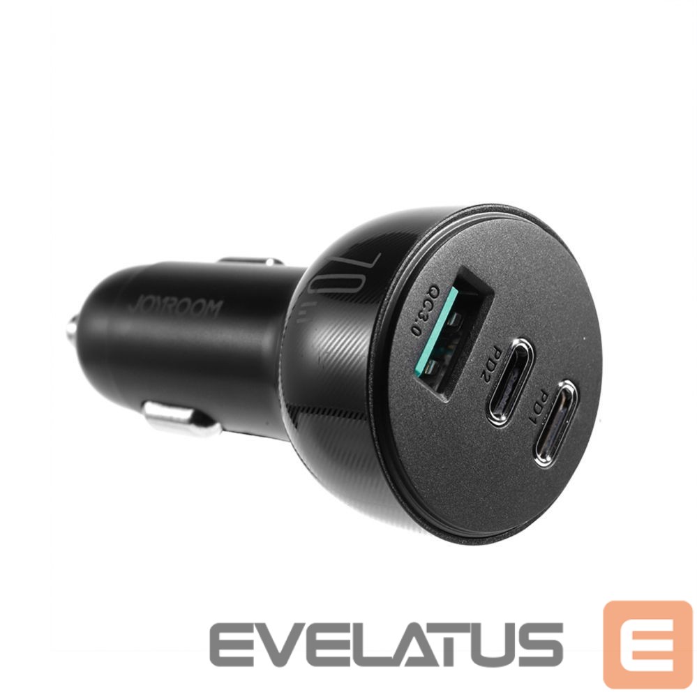 Adaptrid Joyroom Joyroom 70W car charger with 3 ports: USB, 2 x USB C black (JR-CL26)