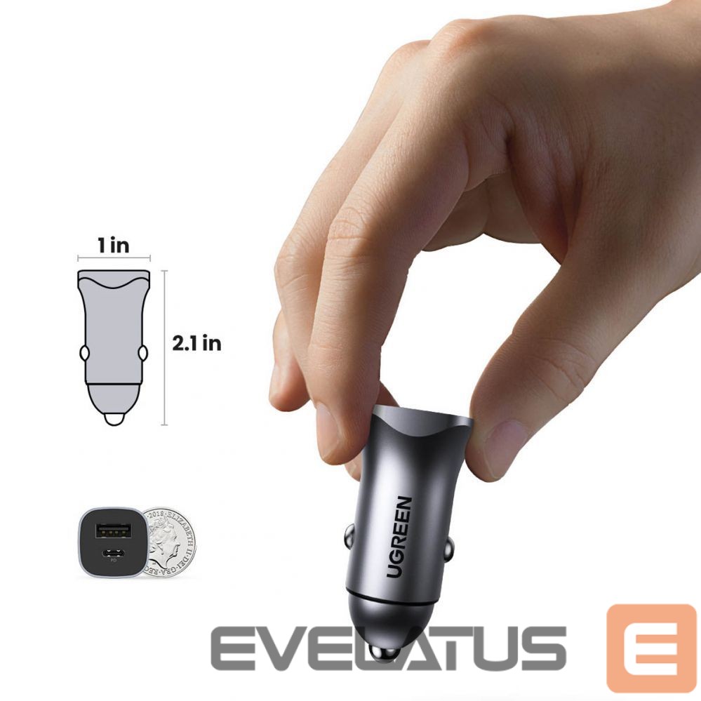 Autolaadijad Ugreen CD130 USB-A / USB-C 30W Car Charger Grey