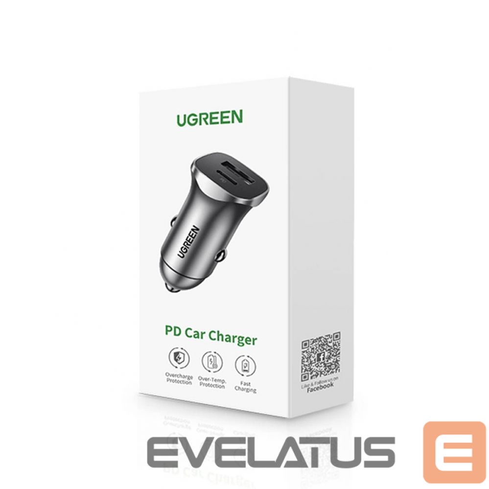 Autolaadijad Ugreen CD130 USB-A / USB-C 30W Car Charger Grey