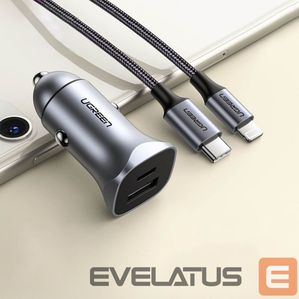 Autolaadijad Ugreen CD130 USB-A / USB-C 30W Car Charger Grey